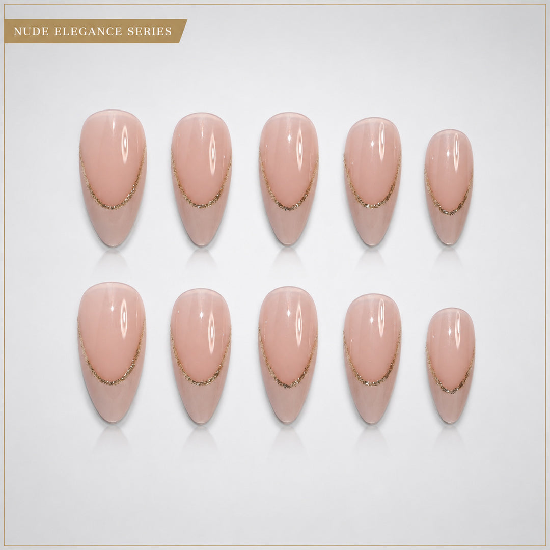 Elegant Artificial Nails with Gold Accents Bowlift