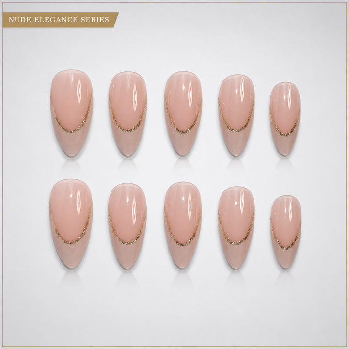 Elegant Artificial Nails with Gold Accents Bowlift