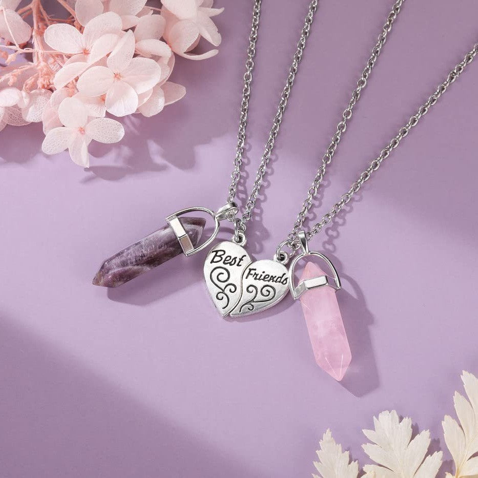Best Friends Crystal Pendant Necklace Bowlift