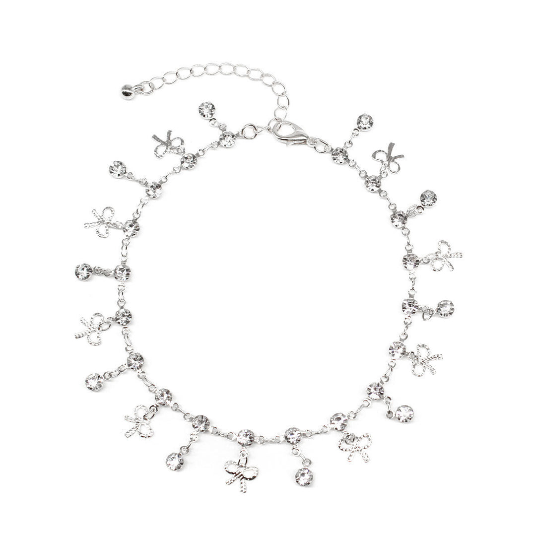 Delicate Crystal Charm Ankle Bracelet Bowlift