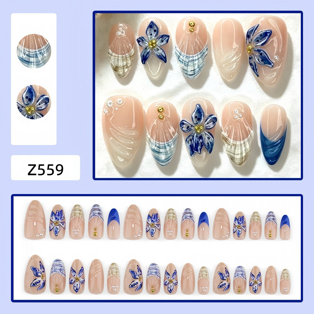 Stylish 3D Flower Motif Artificial Nails Bowlift