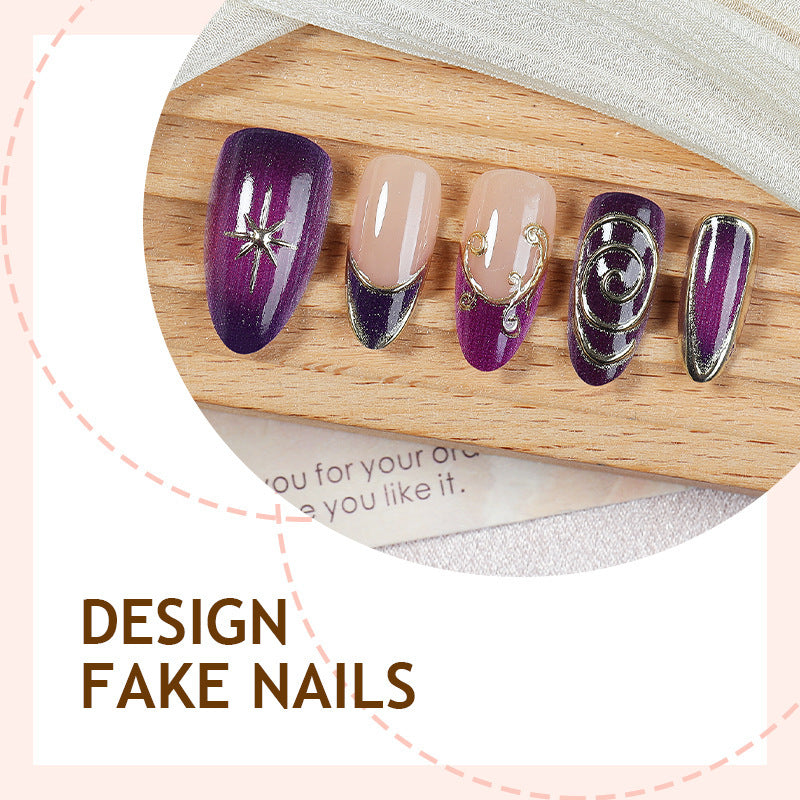 Acrylic nail set with elegant shimmer design Bowlift
