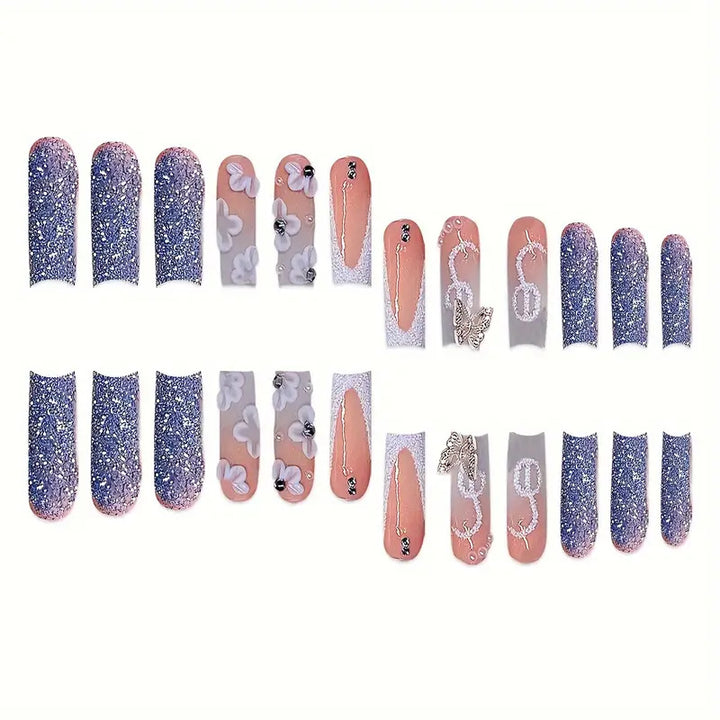 Decorative 3D Floral Press-On Nail Art Bowlift