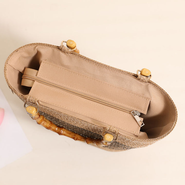 Elegant Bast bag with bamboo handles Bowlift