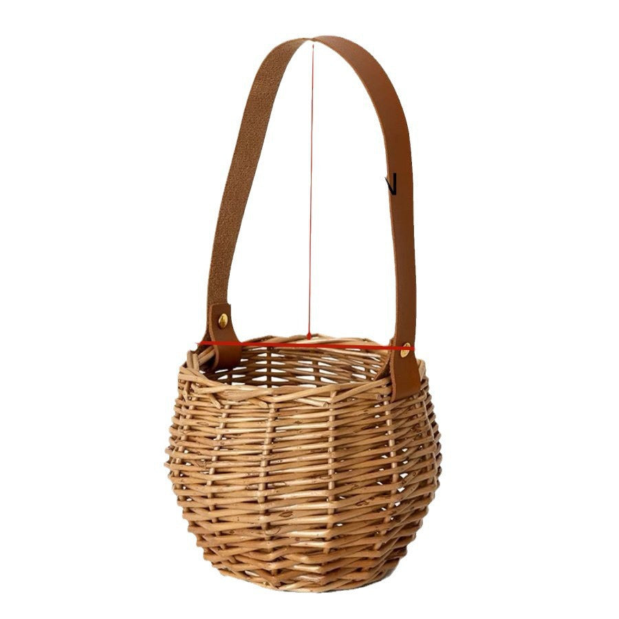 Women Handcrafted Basket with Leather Handle Bowlift