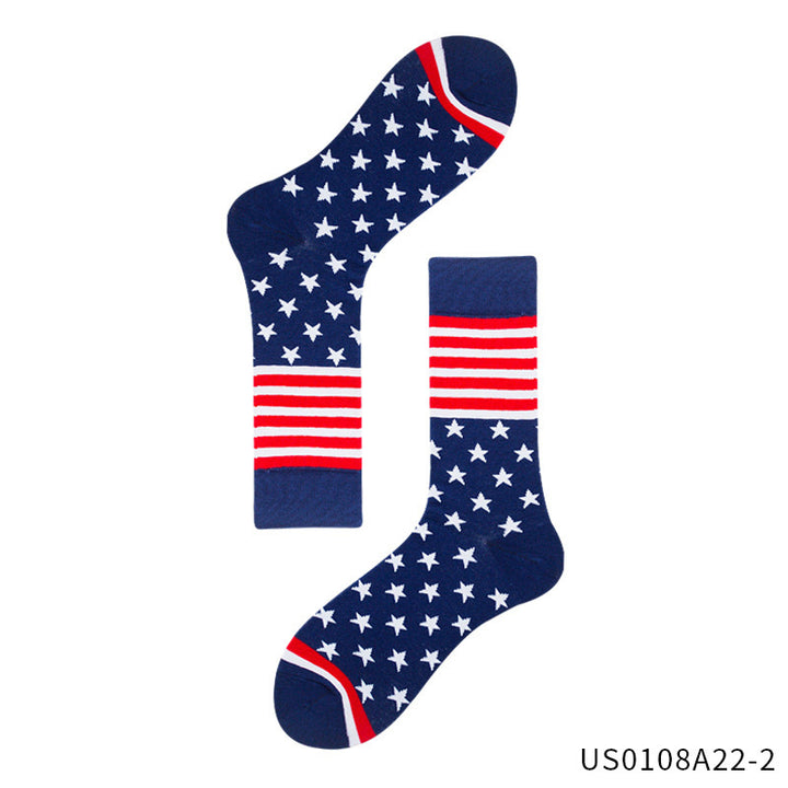 Women's over-the-knee flag pattern knitted socks with elastic cuff and reinforced foot area Bowlift