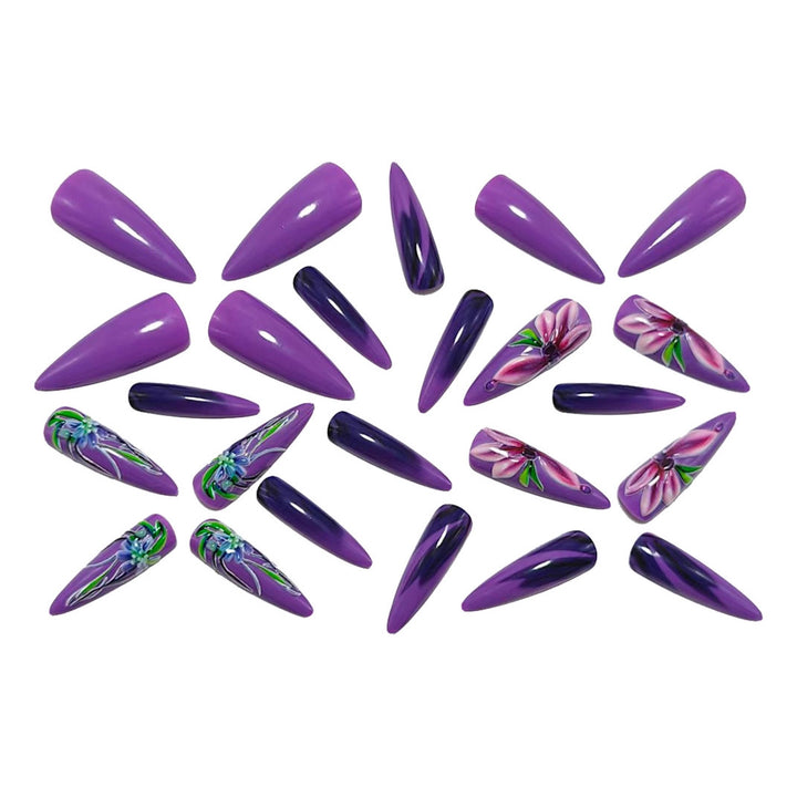 Artificial nails with artful floral design Bowlift