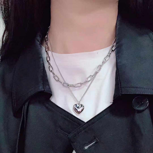 Heart Chain Layered Necklace Bowlift