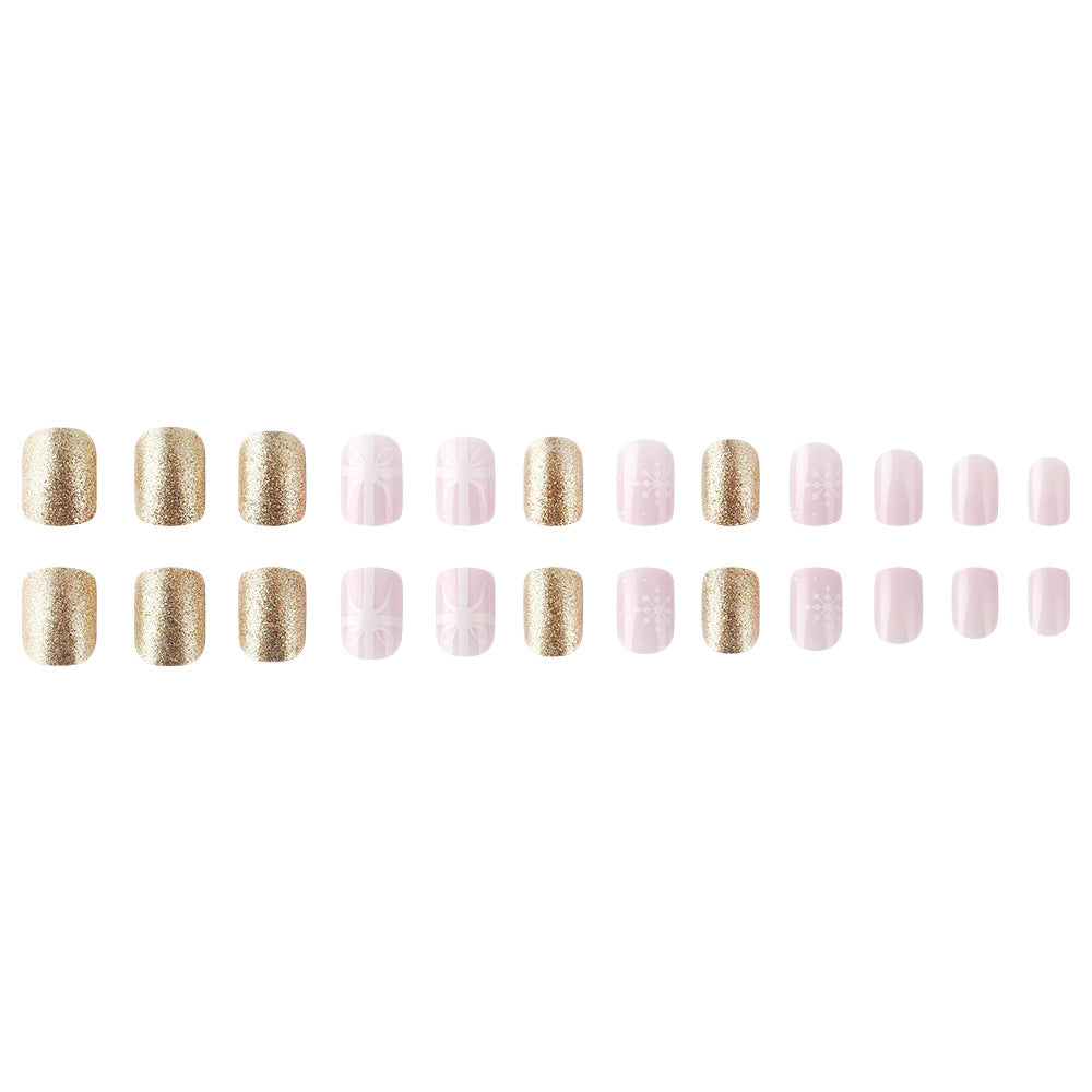 Festive Winter-Themed Press-On Nail Art Bowlift