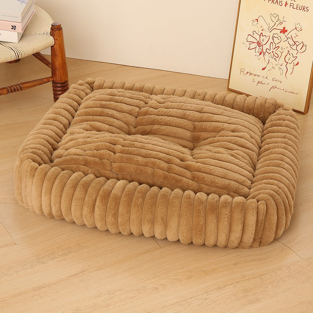 Women Plush Pet Bed with High Edge Bowlift