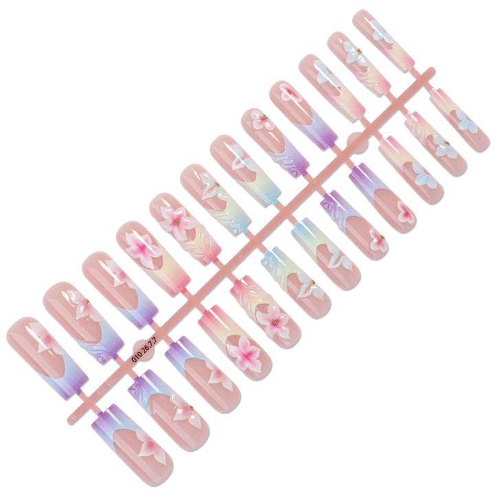 Elegant Floral Ombre Press-On Nail Set Bowlift