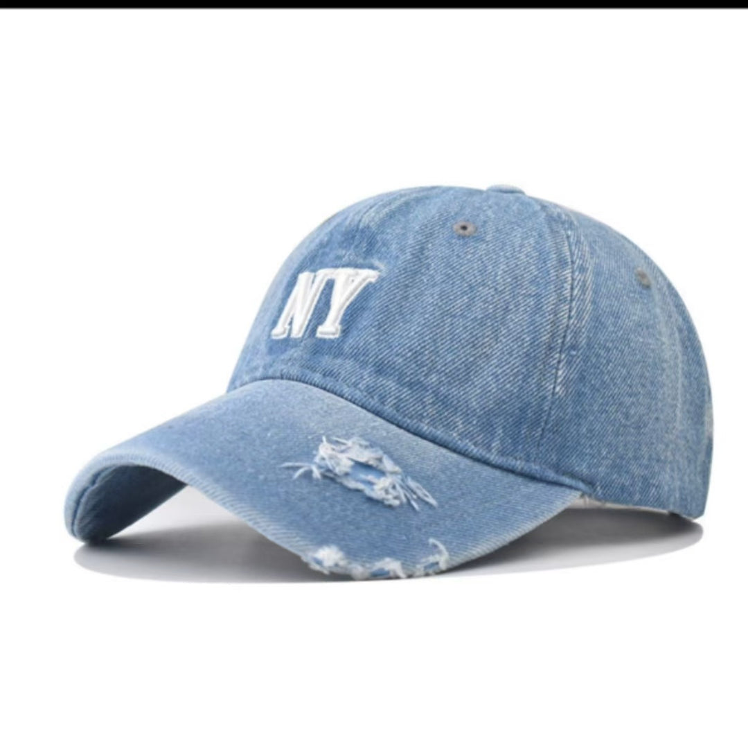 Women's Distressed Denim Baseball Cap Bowlift 1784188163