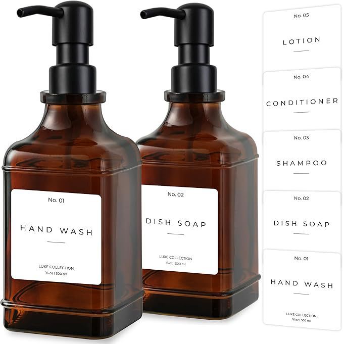 Refillable Luxury Pump Dispenser Set for Hand Wash and Dish Soap Bowlift