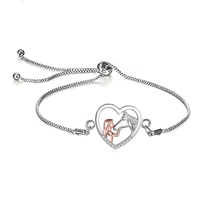 Heart-Shaped Horse Lover's Adjustable Bracelet Bowlift