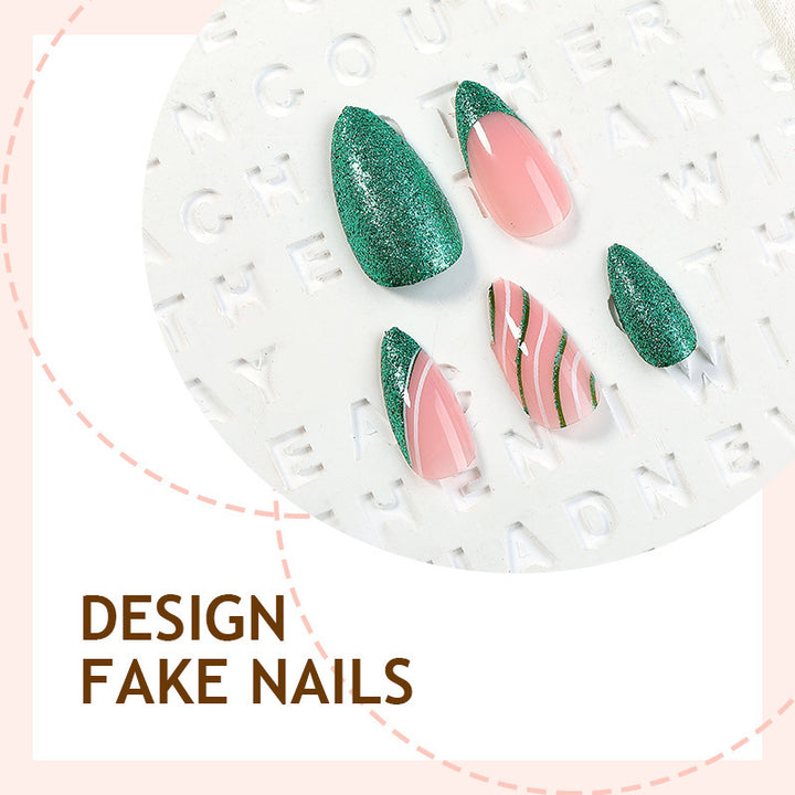 Creative nail set with glitter and marbling effect Bowlift