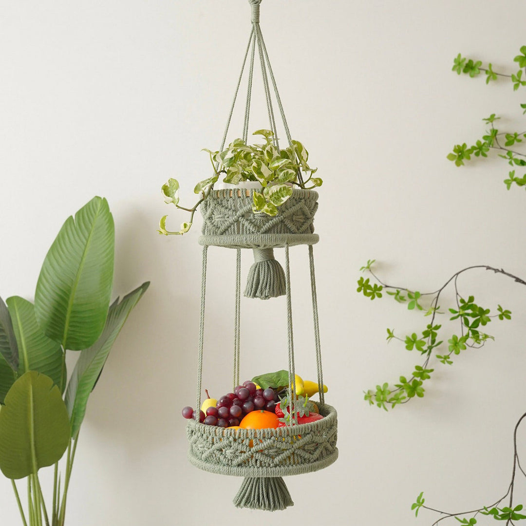 Multi-Tiered Macrame Hanging Storage Bowlift