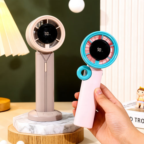 Ladies Portable Hand Fan with LCD Digital Display and USB Charging Function Bowlift