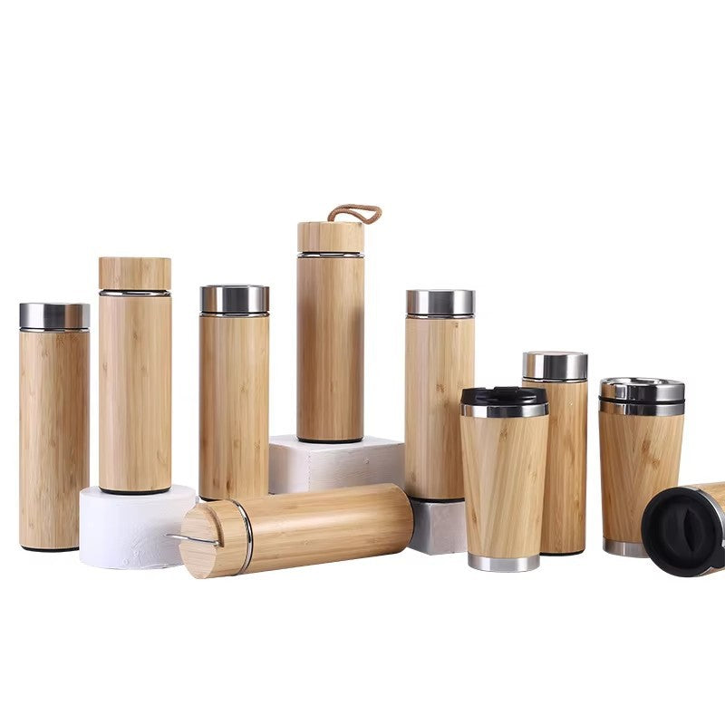 Ladies elegant insulated drinking bottle made of bamboo with double wall Bowlift
