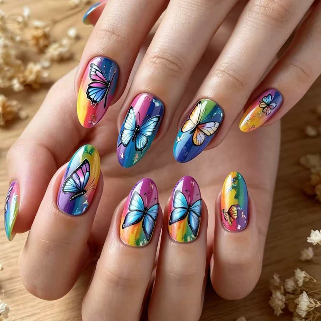 Butterfly-Inspired Vibrant Nail Art Bowlift