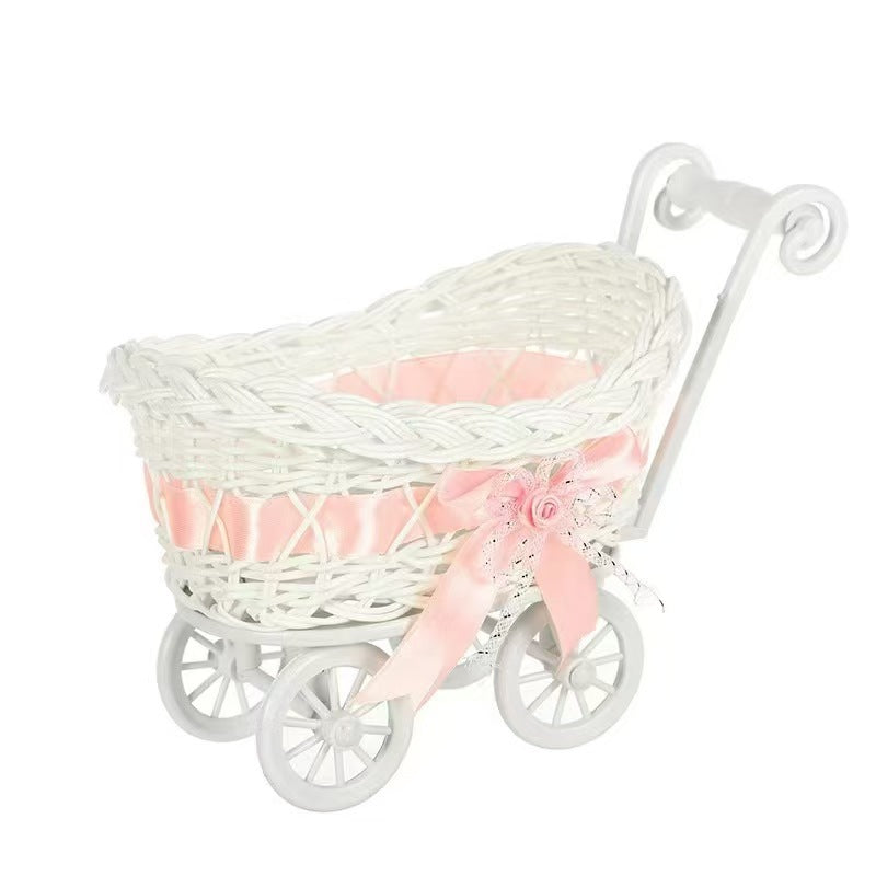 Vintage Woven Doll Stroller Bowlift