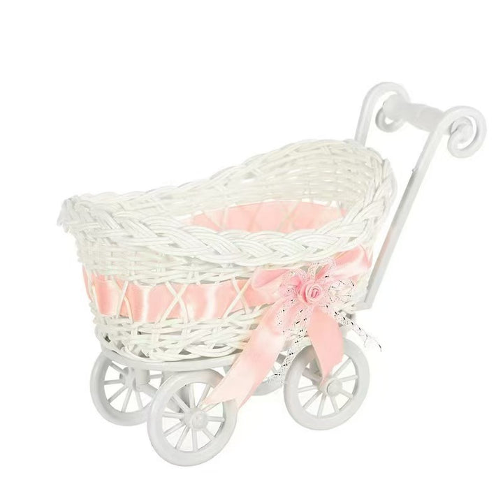 Vintage Woven Doll Stroller Bowlift