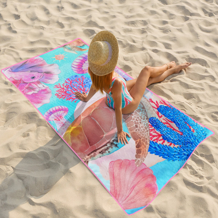 Beach towel with colorful underwater motif Bowlift