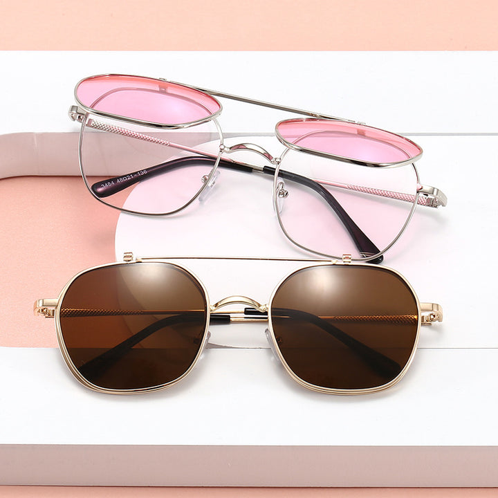 Women's geometric oversized sunglasses with elegant golden frame Bowlift