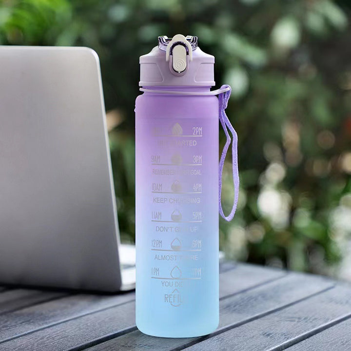 Women's Motivation Water Bottle with Integrated Time Marking Bowlift
