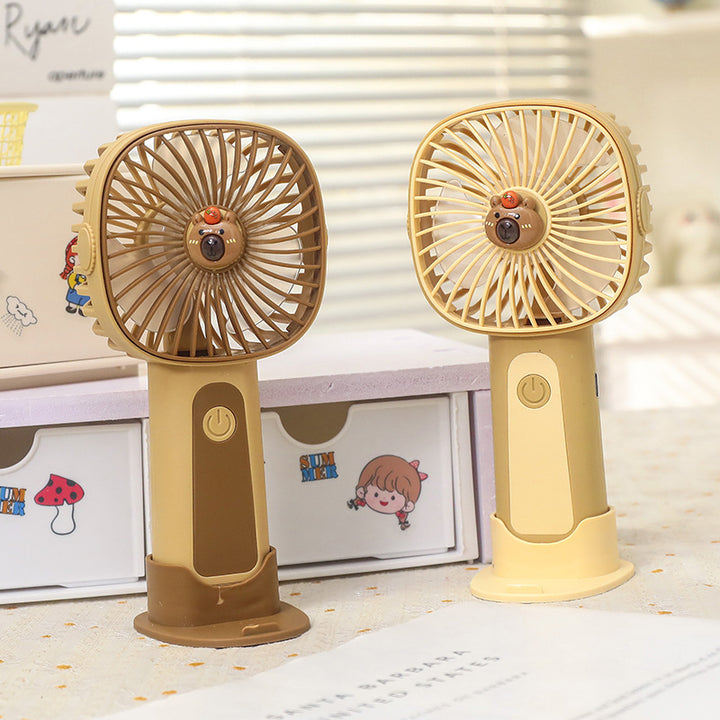 Women Portable Mini Fan with Creative Animal Handles Bowlift