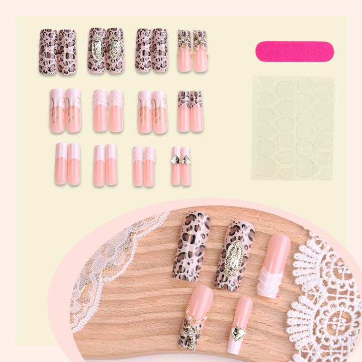 Premium Decorative Press-On Nail Art Set with Elegant Leopard Patterns Bowlift