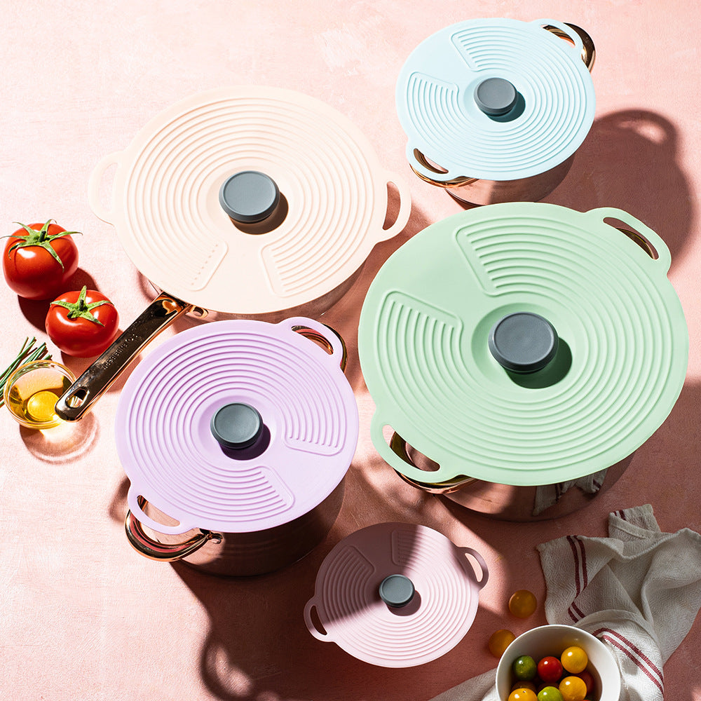 Silicone cooking lid with multifunctional steam valve Bowlift