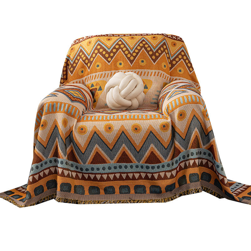 Oversized Cotton-Blend Jacquard Floral Throw Blanket with Fringed Edges Bowlift