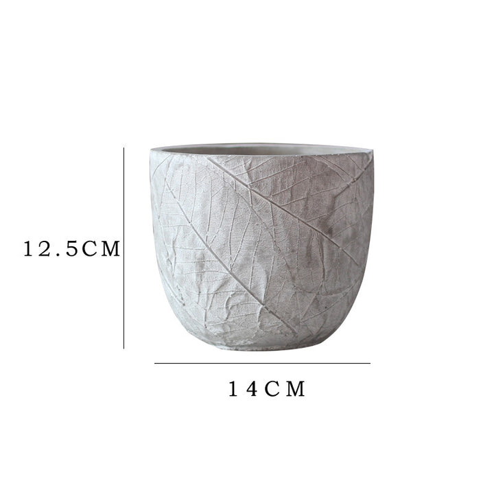 Decorative plant container made of handmade ceramic with leaf pattern Bowlift