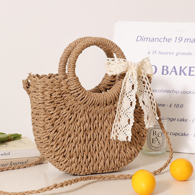 Trendy Bast Bag with Round Handle and Textured Design Bowlift