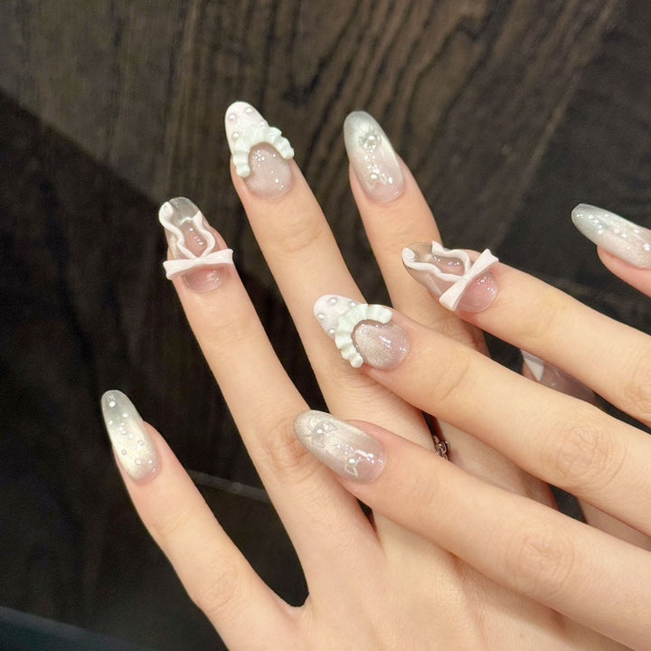 Elegant 3D Floral Press-On Nail Set