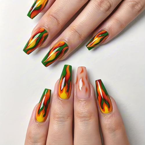 Artistic Flame-Effect Nail Art Bowlift