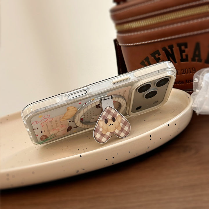 Playful smartphone finger holder with bear motif Bowlift