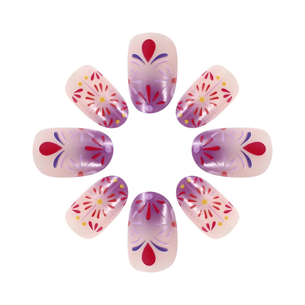 Decorative Floral Design Press-On Nails Bowlift