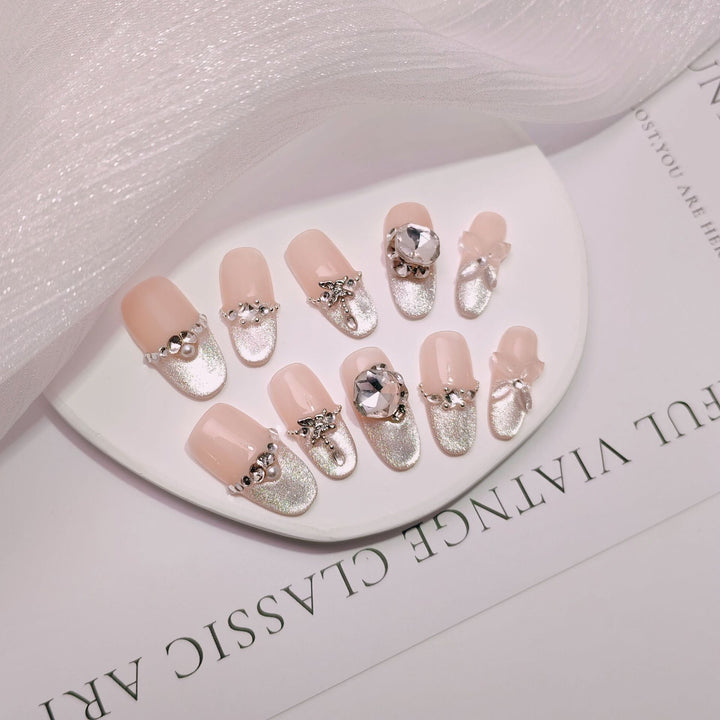 Elegant French Tip Press-On Nails Bowlift