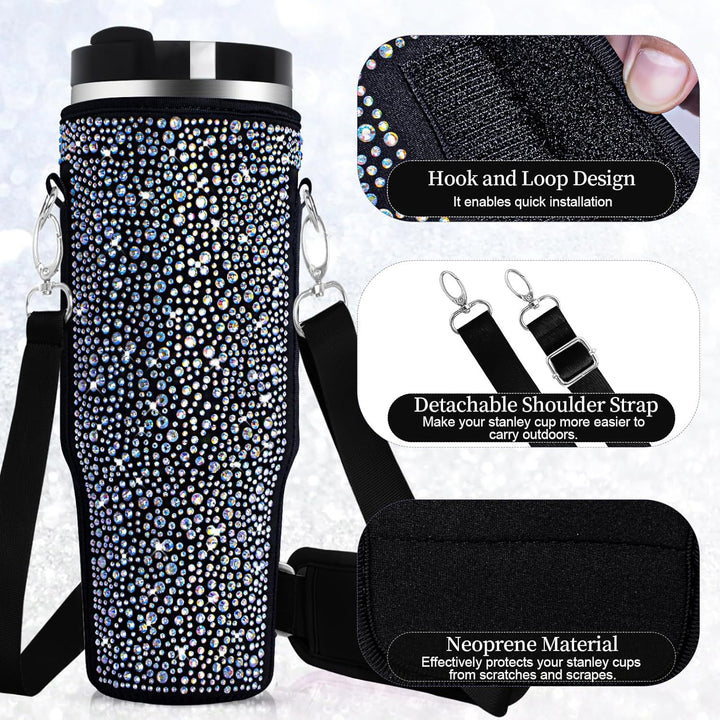 Ladies water bottle holder with sparkling rhinestones Bowlift