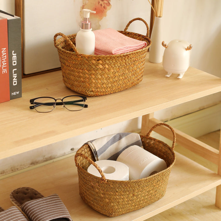 Unisex Handwoven Storage Basket with Ergonomic Handles Bowlift