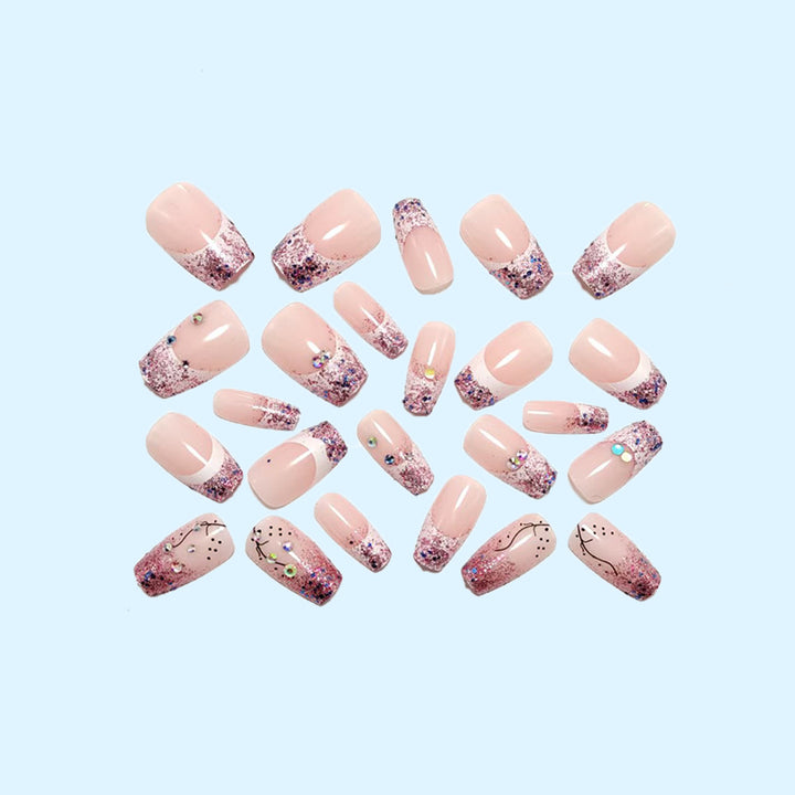 Glittering artificial nails with elegant tip and sparkling accents Bowlift