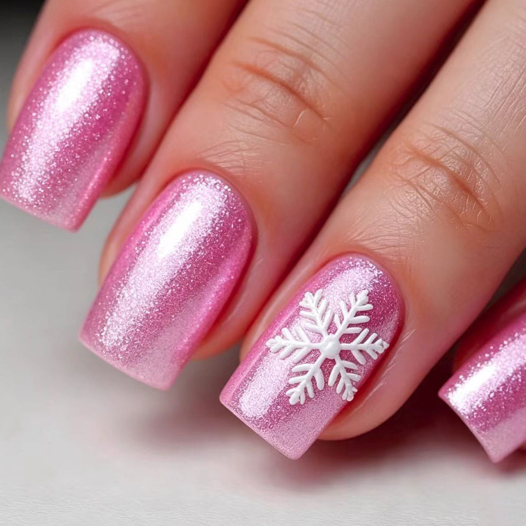 Snowflake Design Acrylic Nail Art Bowlift