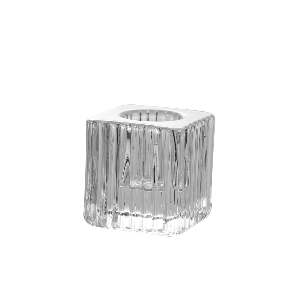 Square Ribbed Glass Votive Candle Holder Bowlift