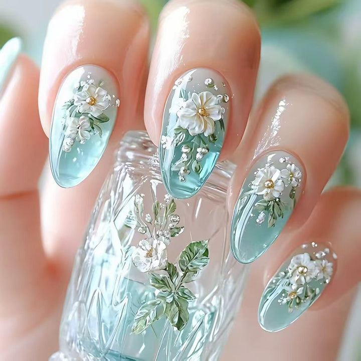 Floral 3D Nail Art Design Bowlift