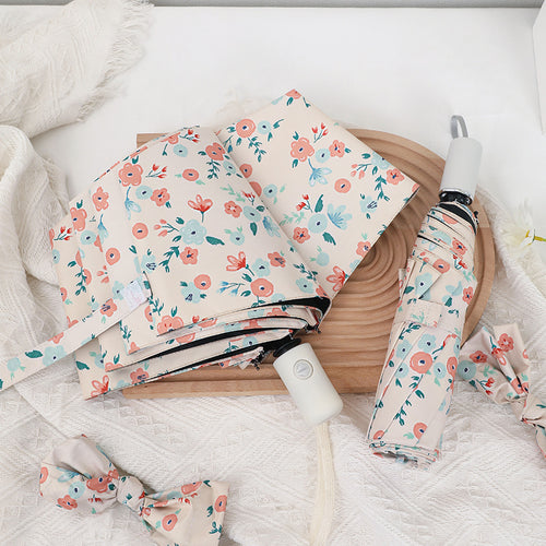 Ladies Automatic Umbrella with Colorful Floral Design Bowlift