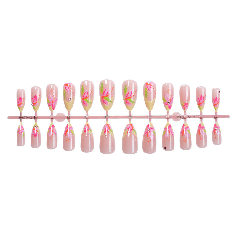 Floral-Themed Press-On Nail Art Bowlift