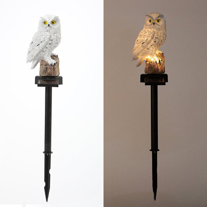 Realistic Owl Solar Garden Stake Light With LED Resin Sculpture Bowlift