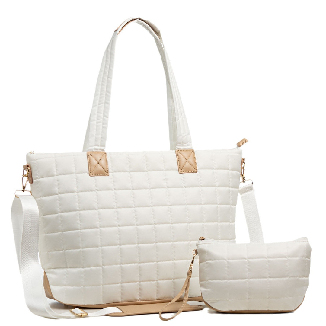 High-Quality Quilted Tote Bag with Removable Cosmetic Pouch Bowlift