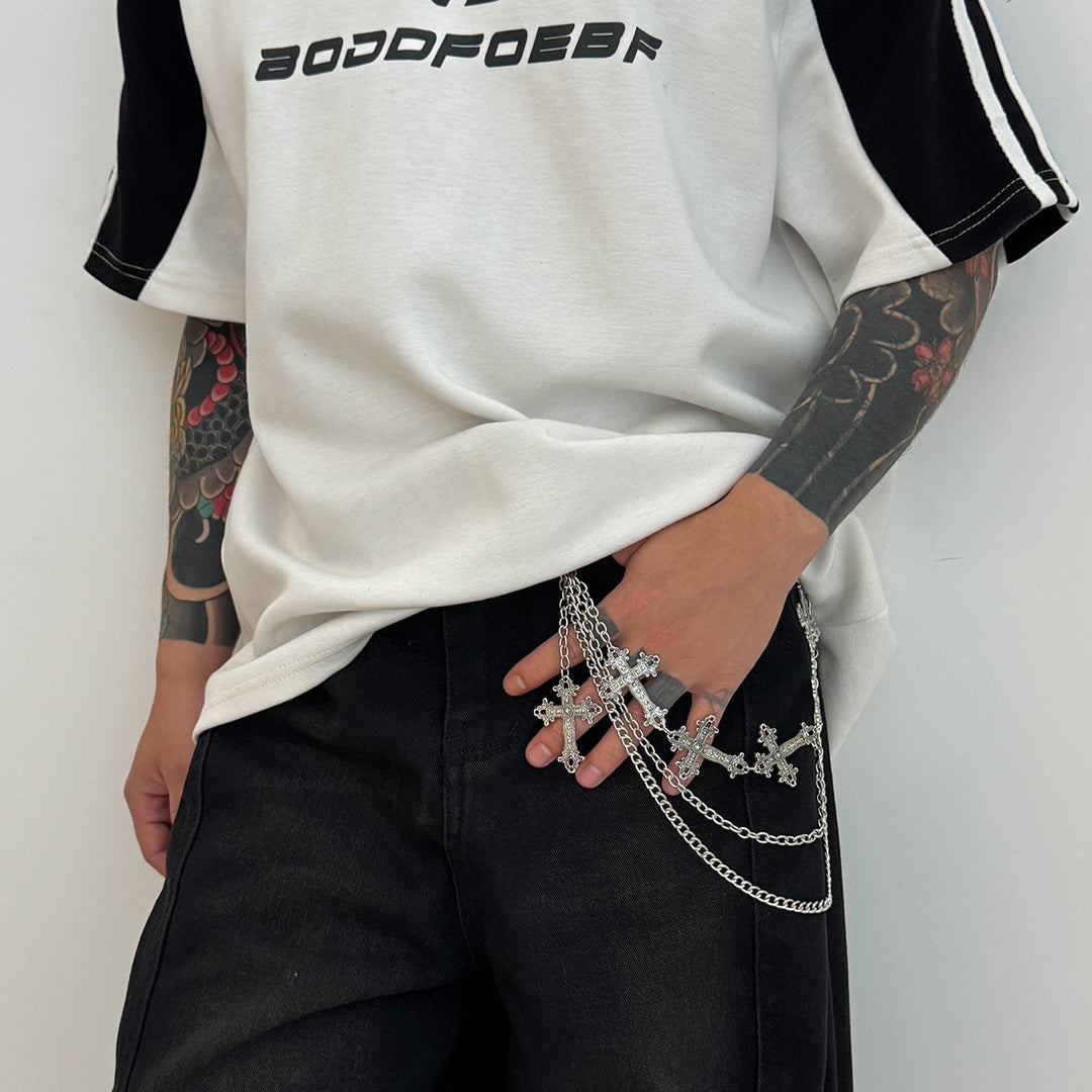 Fashionable chain belt with cross pendants Bowlift
